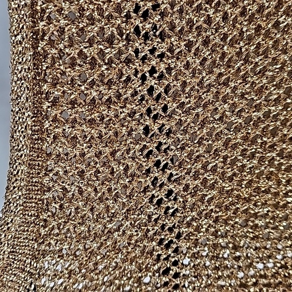 von Saken Gold Metallic Open Knit Mesh Pullover Sweater Vintage - Picture 4 of 10